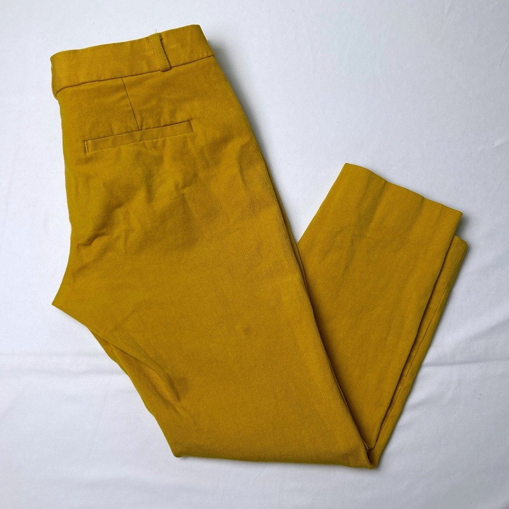 Banana Republic Women Sloan Crop Mid Rise Slim Ankle Pant Size 2P Mustard Yellow